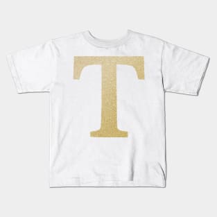 The Letter T Gold Metallic Design Kids T-Shirt